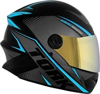 capacete-fechado-r8-pro-tork-56-viseira-dourada-pretoazul-claro - Imagem