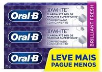 Creme Dental Clareador Oral-B 3D White Brilliant Fresh 70g - 3 Unidades