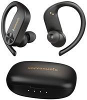 HAPPYAUDIO S1 Bluetooth 5.0 TWS Fone de ouvido sem fio esportivo com ganchos de ouvido Controle de volume do microfone integrado, IPX7 resistente à água à prova de suor, 56 horas de reprodução