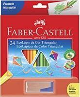 Kit Lápis de Cor Triangular + Apontador com Depósito, Faber-Castell, EcoLápis, 120524+1APT, 24 Cores