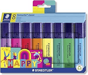 staedtler-textsurfer-classico-happy-colours-longa-duracao-de-marcacao-secagem-em-segundos-ponta-de-1-5-mm-8-marcadores-em-caixa-de-cartao-364-c8-ha-modelo-364-c8-ha-cor-multicolorido - Imagem