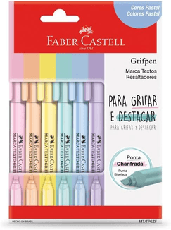 caneta-marca-texto-faber-castell-grifpen-6-cores-tons-pastel - Imagem