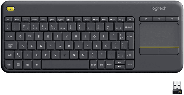 teclado-sem-fio-logitech-k400-plus-tv-com-touchpad-integrado-conexao-usb-unifying-e-layout-abnt2 - Imagem