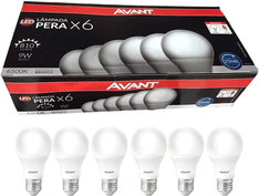 kit-lampadas-pera-led-6-unidades-9w-luz-branca-6500k-soquete-e27-bivolt-avant - Imagem