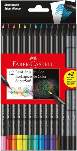 lapis-de-cor-faber-castell-ecolapis-supersoft-120712soft2-12-cores-2-grafite - Imagem