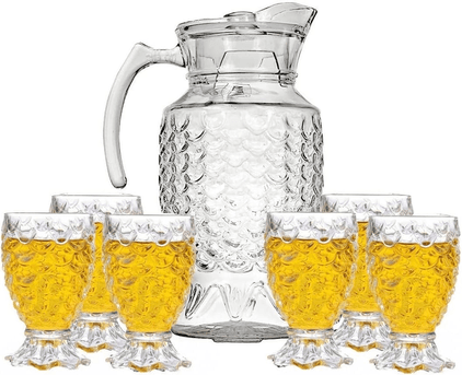 jarra-de-vidro-com-6-copos-tampa-agua-suco-1800ml - Imagem