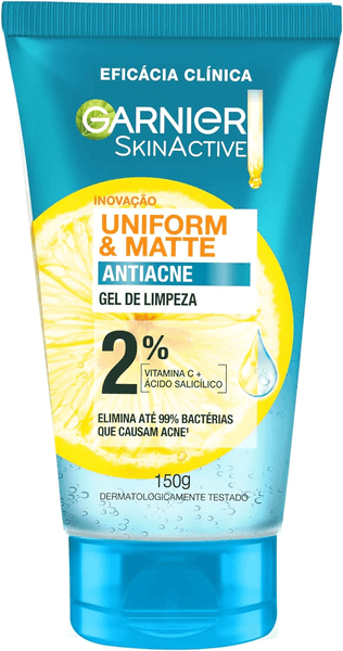 gel-de-limpeza-garnier-uniform-matte-antiacne-150g-elimina-bacterias-reduz-acne-e-controla-a-oleosidade - Imagem