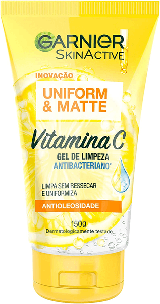 gel-de-limpeza-facial-antibacteriano-garnier-uniform-matte-vitamina-c-antioleosidade-150ml - Imagem
