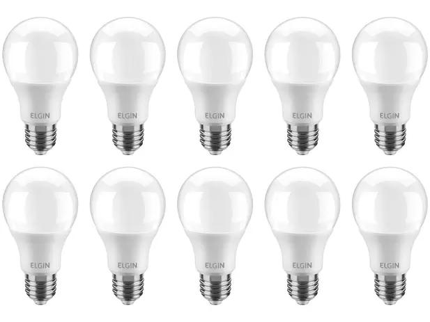 kit-lampadas-led-10-unidades-branca-e27-9w-6500k-elgin-bulbo-a60 - Imagem