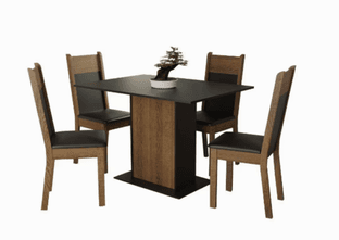conjunto-sala-de-jantar-madesa-sheila-mesa-tampo-de-madeira-com-4-cadeiras-rusticpreto - Imagem