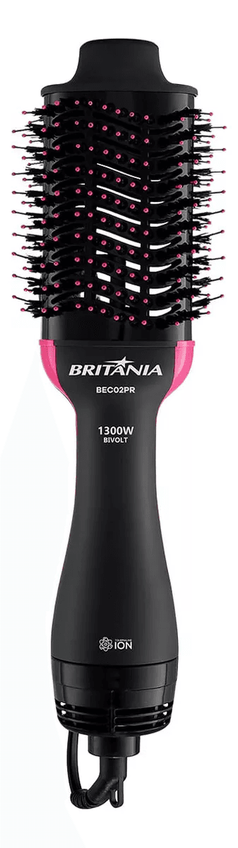 escova-secadora-britania-bec02pr-bivolt-4-em-1-1300w-cor-preto-e-rosa-110v220v - Imagem