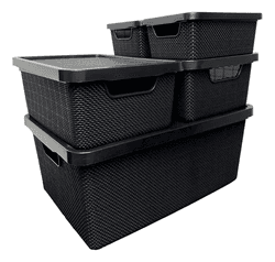 kit-5-caixas-organizadoras-preta-pequena-media-grande-jutta - Imagem