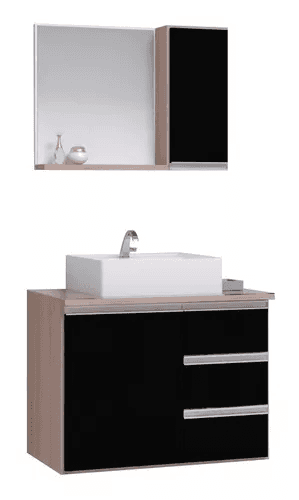 conjunto-gabinete-banheiro-prisma-60cm-cor-do-movel-madeirado_preto - Imagem