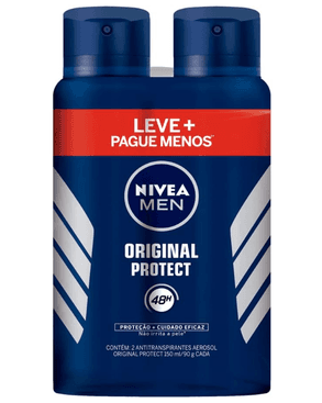 kit-nivea-desodorantes-antitranspirante-aerosol-nivea-men-original-protect-48h-150ml-2-unidades-q0bs - Imagem