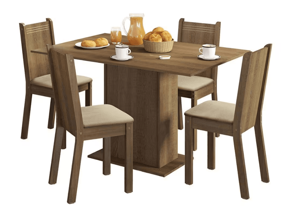 conjunto-sala-de-jantar-lexy-madesa-mesa-tampo-de-madeira-com-4-cadeiras-113n - Imagem