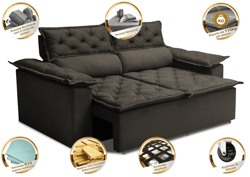 sofa-3-lugares-retratil-e-reclinavel-cama-inbox-compact-180m-velusoft-cafe - Imagem