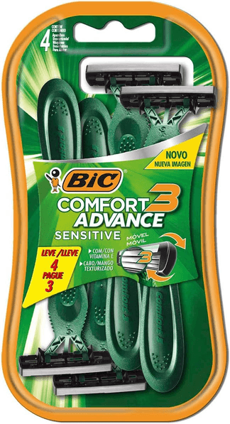 aparelho-de-barbear-bic-comfort-3-advance-pele-sensivel-verde-c-fita-lubrificante-9298501-embalagem-leve-4-pague-3 - Imagem