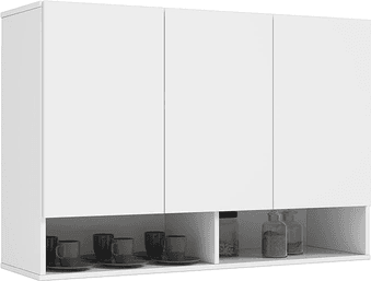 armario-multiuso-aereo-3-portas-milao-parede-suspenso-cozinha-quarto-branco - Imagem