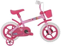 bicicleta-infantil-aro-12-verden-paty-rosa-e-fucsia-com-rodinhas-e-cesta - Imagem