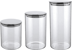 conjunto-com-3-potes-de-vidro-transparente-slim-com-tampa-inox-vdr6866-3-euro-home-k2ld - Imagem