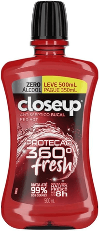 enxaguante-bucal-antisseptico-zero-alcool-red-hot-closeup-protecao-360-fresh-frasco-leve-500ml-pague-350ml-close-up-g1e6 - Imagem
