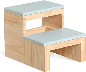 escada-infantil-madeira-quarto-e-banheiro-laqueado-azul-bb - Imagem