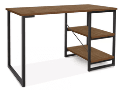 escrivaninha-mesa-office-estudo-estilo-industrial-cor-pretoimbuia-sc7w - Imagem