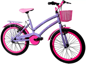 bicicleta-infantil-aro-20-colli-cica-lilas-com-cesta-freio-v-brake - Imagem