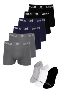 kit-6-cuecas-e-3-pares-meias-invisiveis-polo-wear-sortido - Imagem