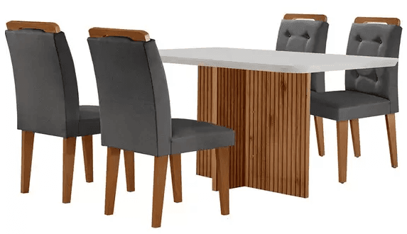 sala-de-jantar-mesa-olimpia-120cm-mdf-canto-copo-com-4-cadeiras-carol-moderna - Imagem