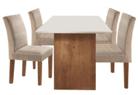 conjunto-sala-de-jantar-mesa-e-4-cadeiras-julia-cel-moveis-chocolateoff-whitetecido-pena - Imagem