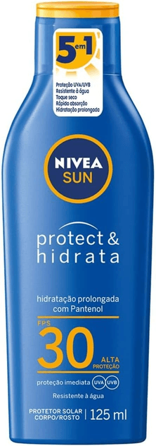 nivea-sun-protetor-solar-protect-hidrata-fps-30-alta-protecao-uvauvb-resistente-a-agua-hidratacao-prolongada-formula-nao-oleosa-e-de-rapida-absorcao-125ml - Imagem