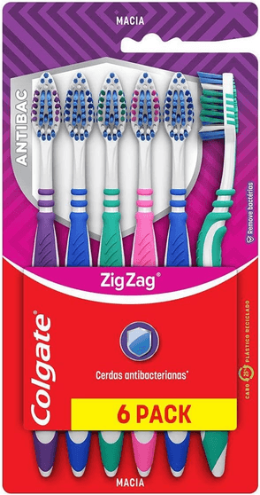 escova-de-dente-colgate-zig-zag-antibac-6-unid-modelo-61023926-cor-multicolorido - Imagem