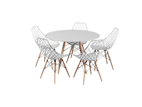 mesa-de-jantar-5-cadeiras-redonda-branco-emporio-tiffany-eames-kayla - Imagem
