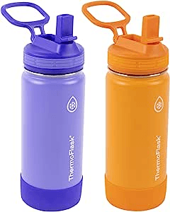 thermoflask-pacote-com-2-garrafas-de-agua-de-aco-inoxidavel-isoladas-a-vacuo-de-parede-dupla-473-ml-roxolaranja - Imagem