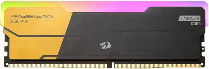 memoria-redragon-solar-desktop-gamer-rgb-8gb-1x8gb-ddr4-3600-mhz-cl16-preta-e-dourada-gm-805 - Imagem