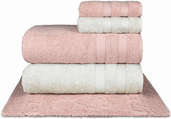 jogo-de-toalhas-fio-penteado-extra-macia-5-pecas-comfort-rose-bege - Imagem