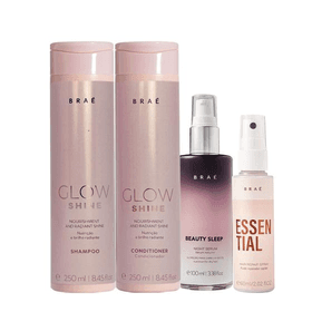 kit-brae-glow-shine-shampoo-e-condicionador-beauty-sleep-e-mini-essential-4-produtos - Imagem