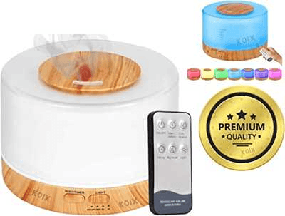 koix-difusor-de-aromas-umidificador-de-ar-ultra-sonico-500ml-difusor-de-oleo-essencial-abajur-led-lampada-colorida-com-controle-remoto-madeira-clara - Imagem