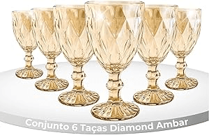 liz-ko-jogo-6-tacas-ambar-diamond-dourado-agua-vinho-suco - Imagem