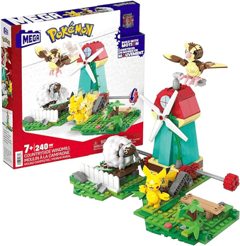 mega-pokemon-blocos-de-montar-moinho-rural-com-240-pecas-e-3-figuras-pikachu-pidgey-e-woolo - Imagem