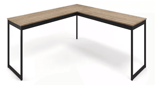 mesa-em-l-industrial-escrivaninha-de-canto-nordico-vintage-ferro-e-madeira-laminada-com-preto-e-led - Imagem