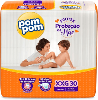 pom-pom-fralda-protek-protecao-de-mae-mega-xxg-30-unidades - Imagem