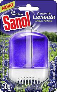 sanol-gel-limpador-com-aparelho-para-vaso-sanitario-campos-de-lavanda-50-ml-roxo - Imagem